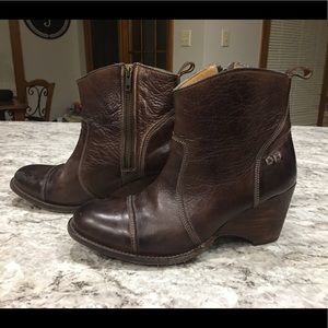 Bed Stu Brown Leather Wedge Booties